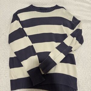 Brandy Melville Black and Cream Striped Sweater